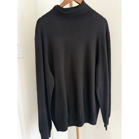 Joseph Abboud Black Merino Wool Knit Men's Classic Turtle Neck Sweater XXL - Picture 1 of 6